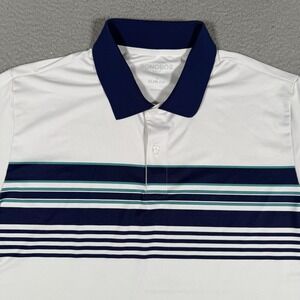 Bonobos Shirt Mens Large White Striped Slim Fit Golf Performance Stretch Logo‎